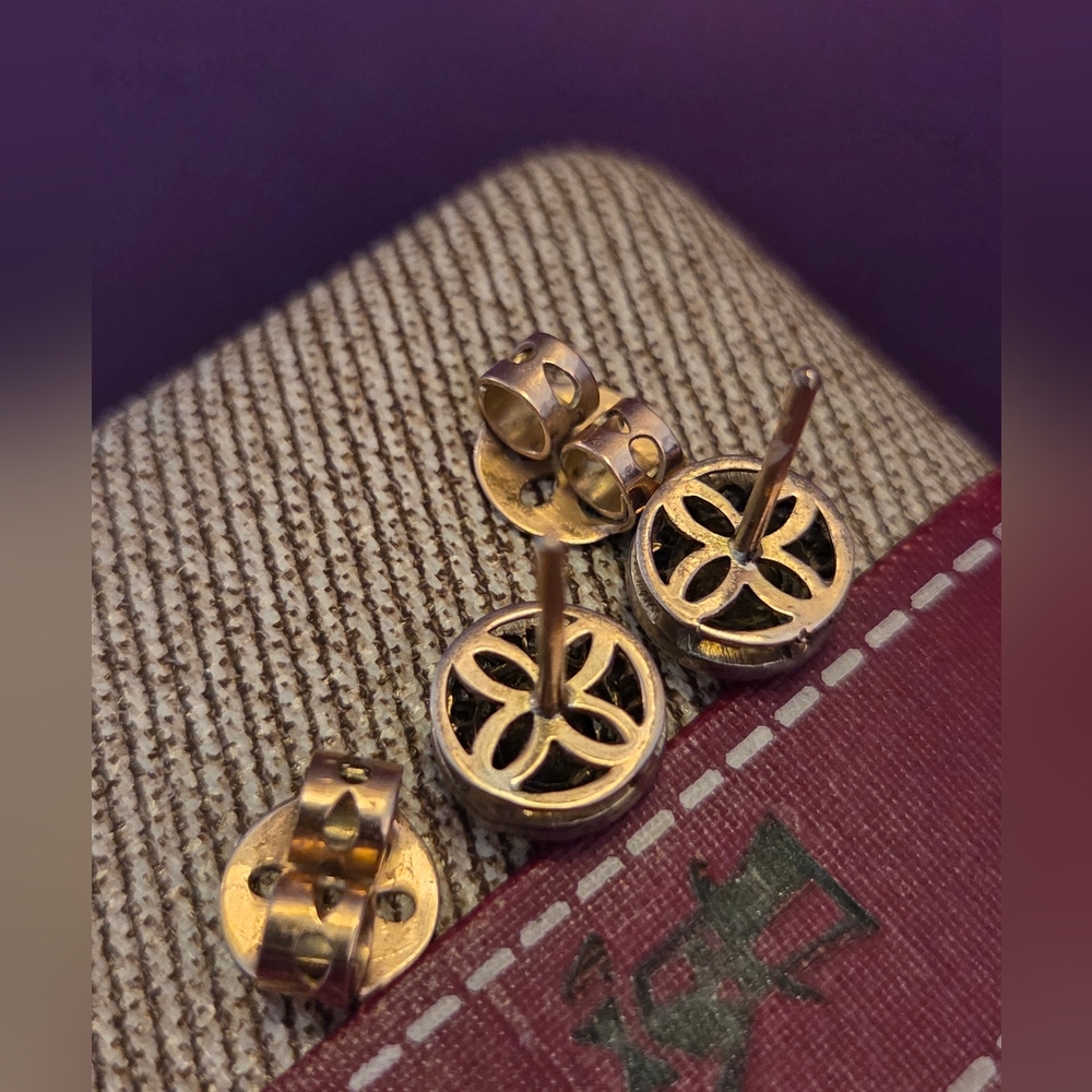 Amazing Antique Fine Natural Rose Cut Diamond Stud Earrings - Picture 5 of 6